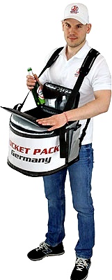 Ergonomically designed beer backpack: 90% of the rucksack's weight is distributed over the foam hip belt. Load stabilising straps transfer the load of the rucksack to the lower back.